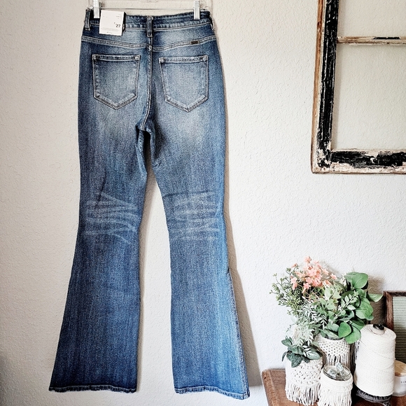 KanCan High Rise Medium Wash Classic Flare Jeans Stretch 7/27 Long Tall NEW - Picture 10 of 15
